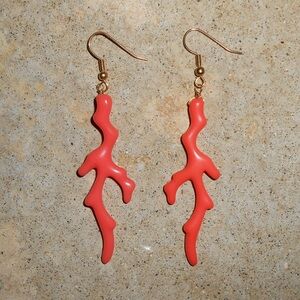 New Coral Dangle Earrings Coral Branch Jewelry Dangle Earrings Coral Earrings